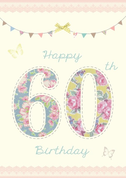 Pretty 60th Birthday Card for her created by Rankidoodle