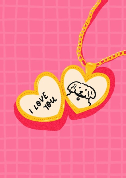 Cute Valentine's Day/Anniversary Card - Locket - From The Dog created by Emmy Lupin Studio