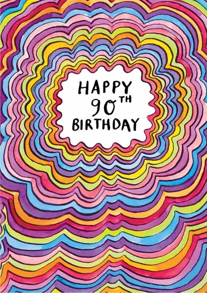 Classic Birthday Card - 90th - Bright Wavy Pattern created by Jelly Armchair