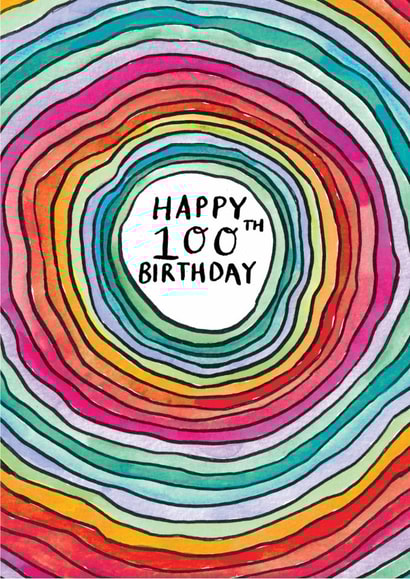 Classic Birthday Card - 100th - Rainbow Cirlces created by Jelly Armchair
