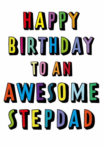 Classic Birthday Card - For Stepdad - Colourful Typography created by size3art