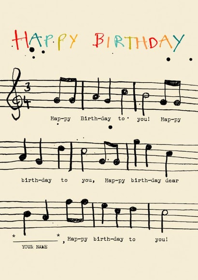 Classic Birthday Card - Happy Birthday Song - Musical Notes created by Poet and Painter