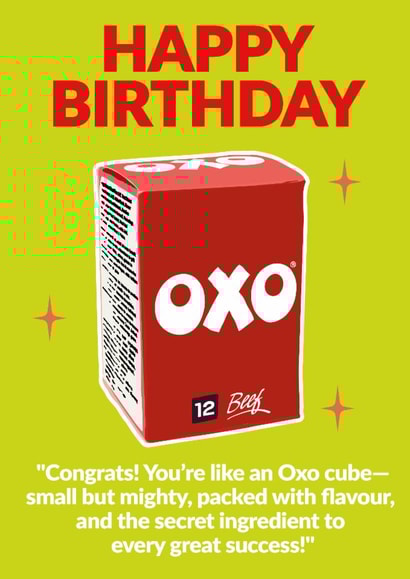 Funny Birthday Card - Oxo Cube - Small But Mighty created by Jon Downer