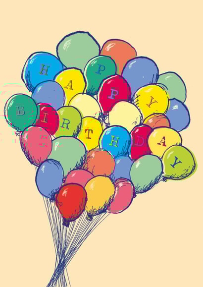 Classic Birthday Card - Balloons - Colourful created by Poet and Painter