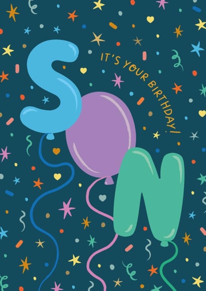 Cute Birthday Card - For Son - Balloons created by The Pattern Press