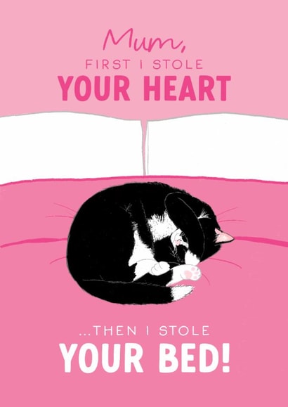 Cute Mother's Day Card - From The Tuxedo Cat - Stole Your Bed created by The Cake Thief