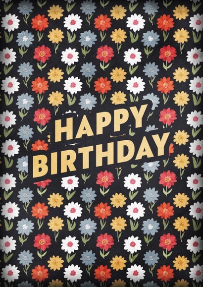 Floral Pattern simple "Happy Birthday" Card created by Orca 87