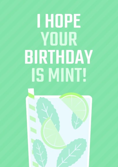 Funny Mojito Cocktail Birthday Card In Stylish Mint Green Colours created by Simon