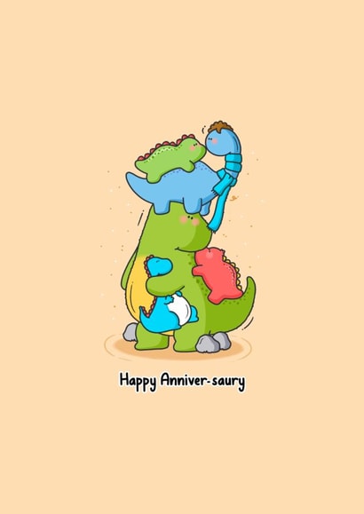 Funny Cute Dinosaur Anniversary Card – Happy Anniver-saury created by Toastedink