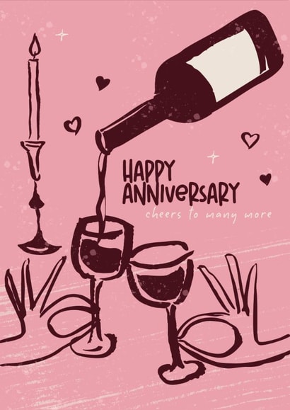 Arty Anniversary Card - Wine - Cheers created by Michelle ONeill