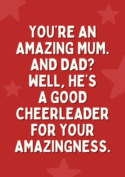 Funny Mother's Day Card Amazing Mum - Cheerleader Dad created by Sundiva Designs