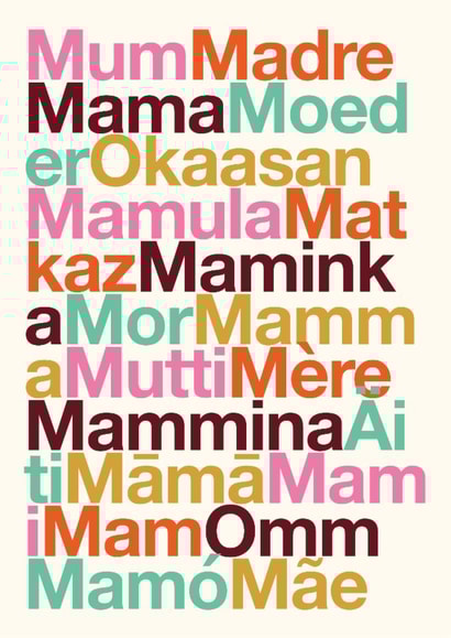 Classic Mother's Day Card - Typographic Languages created by Dicky Bird