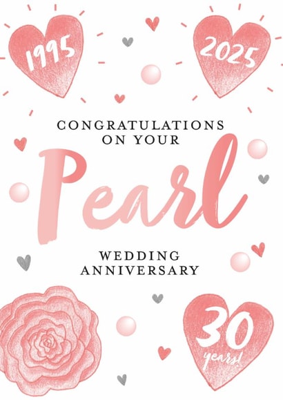 Traditional Anniversary Card - 30th - Pearl created by Juniper and Rose Studio