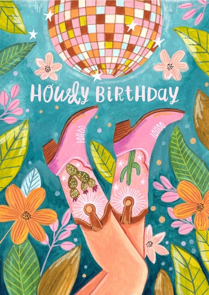 Pretty Birthday Card - Cowgirl - Howdy Birthday created by Caroline Bonne Müller