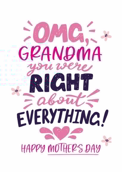 Cute Mother's Day Card - Grandma - Right About Everything created by Superlush Cards