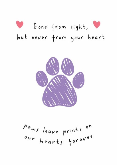 Cute Sympathy Card - Gone From Sight - Paw Print created by @Laura Lonsdale Designs