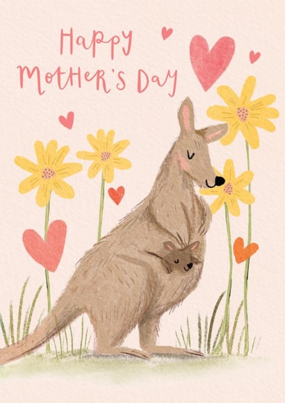 Cute Mother's Day Card - Kangaroo Mum With Baby Pouch created by Louise Tiler