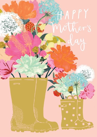 Pretty Mothers Day Card - Gardening Wellies - From The Kids created by Louise Tiler