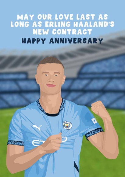 Fun Anniversary Card - Manchester City - Erling Haaland created by Pink Peach Cards