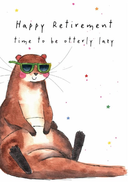 Cute Retirement Card - Otterly Lazy created by Dandelion Stationery