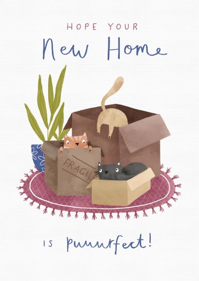 Cute New Home Card - Purrfect - Cats created by Dandelion Stationery