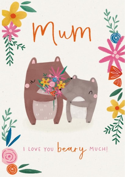 Cute Mother's Day Card - Love You Beary Much created by Dandelion Stationery