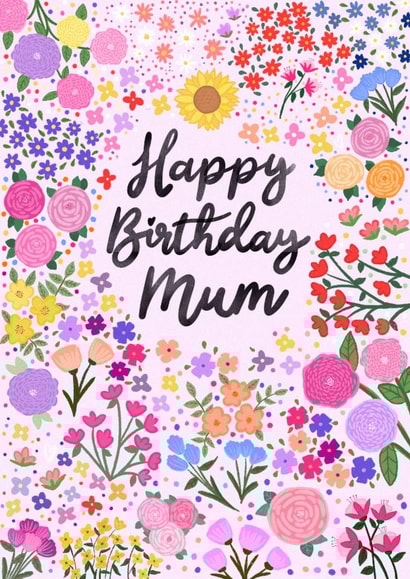 Pretty Birthday Card - For Mum - Flowers created by Studio Rueben
