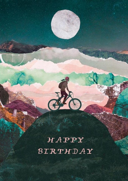 Arty Birthday Card - Mountains - Bike created by Greyling Post