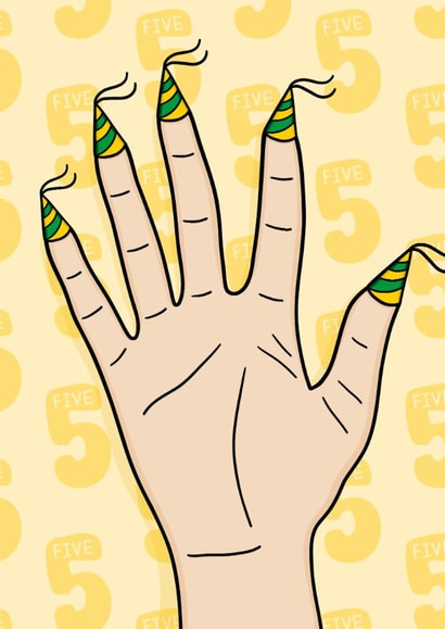 Fun 5th Birthday Card - For Him - Party Hats created by TeePee Creations