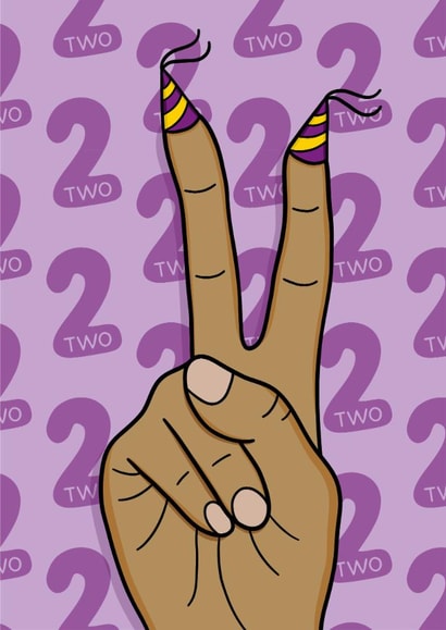 Fun 2nd Birthday Card - Two Fingers - Party created by TeePee Creations