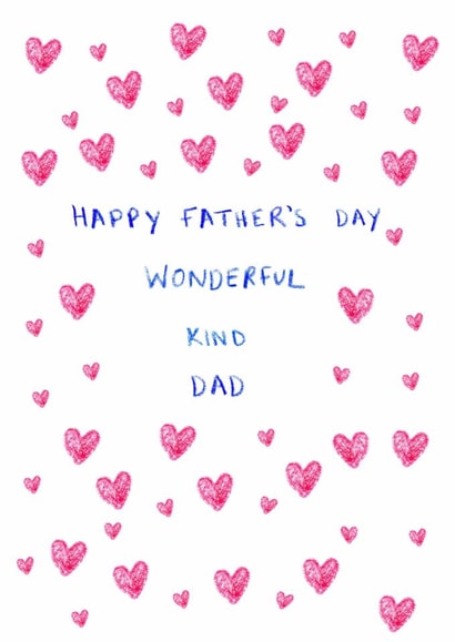Heartfelt Father's Day Card - Wonderful Kind Dad - Hearts created by HCD Illustration