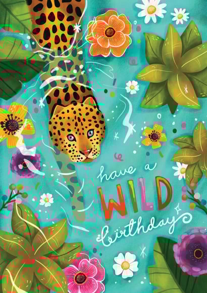 Pretty Birthday Card - Wild Birthday - Cheetah created by Aniet Illustration