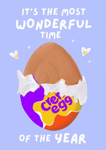 Cute Easter Card - Creme Egg - It's The Most Wonderful Time Of The Year created by Sian Moore Illustration