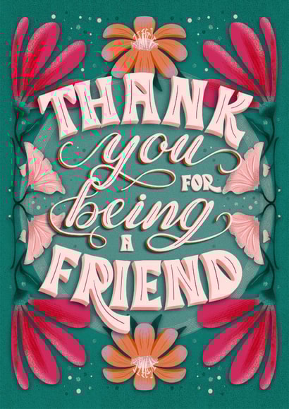 Pretty Thank You/Love & Friendship Card - For Friend - Flowers created by Studio Alison Nolan