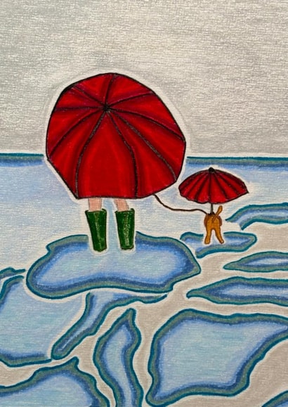 Arty Just Because/Love & Friendship Card - Dog - Umbrellas created by Apricot Cards