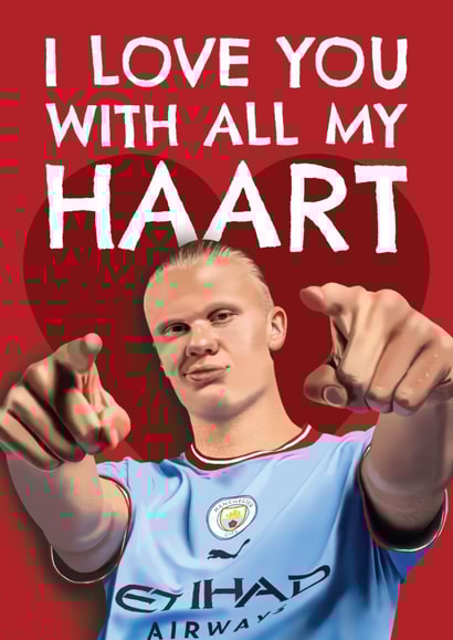 Erling Haaland Man City Football Club Valentine's Day Card created by AbiGoLucky