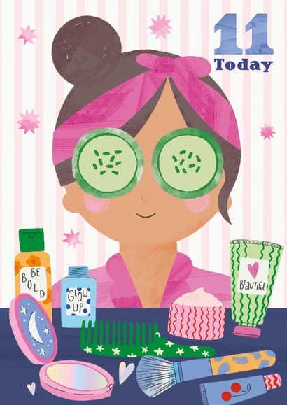 Cute Birthday Card - 11th - Beauty Products created by GENINE DELAHAYE