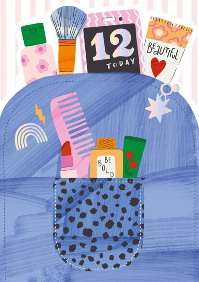 Cute 12th Birthday Card - For Her - Make Up created by GENINE DELAHAYE