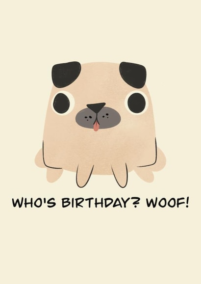 Cute Birthday Card - Pug's Birthday Surprise created by Raku doodle