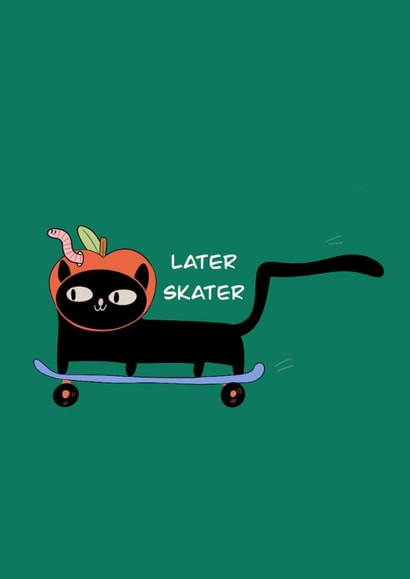 Cute Leaving Card - Cat - Skating Adventure created by Raku doodle