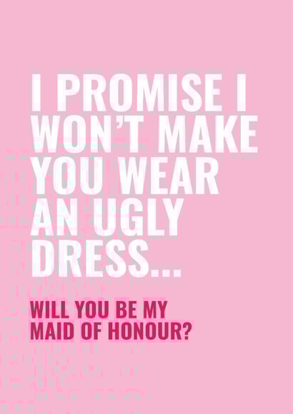 Fun Wedding Card - Will You Be My Maid Of Honour? - Ugly Dress created by Blush & Blossom