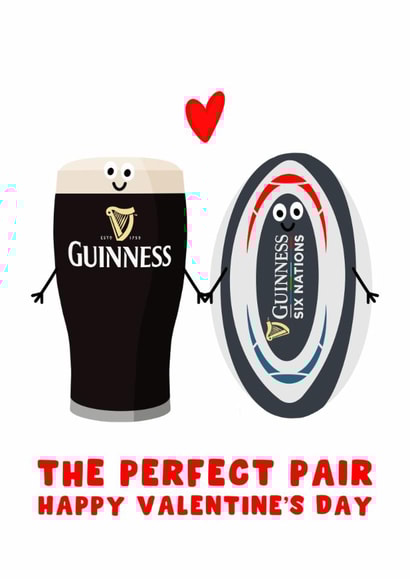 Cute Valentine's Day Card - The Perfect Pair - Guinness - Six Nations - Rugby created by Pink Peach Cards