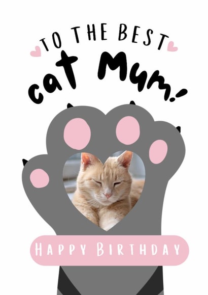 Cute Birthday Card - For Cat Mum - Paw Print created by @hollielonglanddesigns