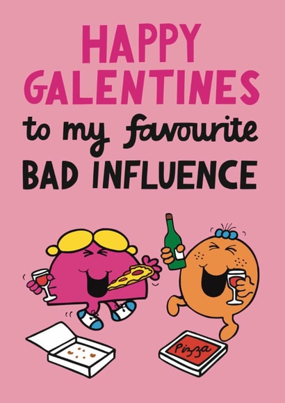Funny Cheeky Little Miss Bad Influence Valentine's Day Card - Galentine's created by Mr. Men