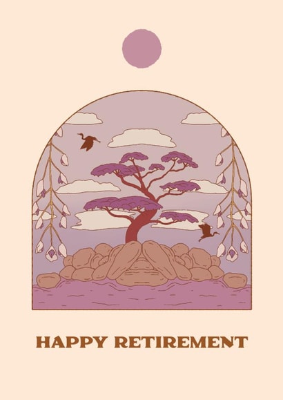 Arty Retirement Card - Japanese Sunset created by Lately Studio