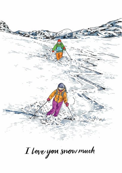 Cute Anniversary and Valentines Card - Ski Love Card - Skiing Partner Card created by Discover and Draw