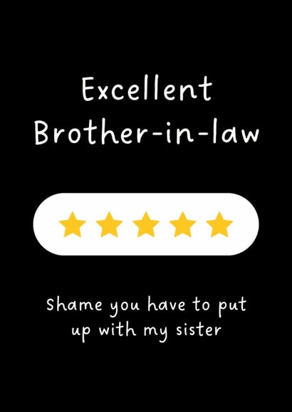 Funny Birthday Card - Brother In Law - Five Star Review created by Sundiva Designs