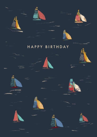 Classic Birthday Card - For Him - Boats created by Rebecca Prinn