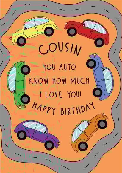 Cute Birthday Card - For Cousin - Cars created by @Laura Lonsdale Designs
