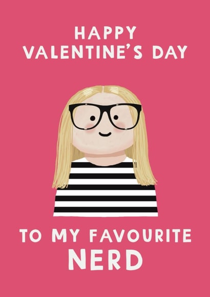 Cute Valentine's Day Card - Favourite Nerd created by Giddy Kipper